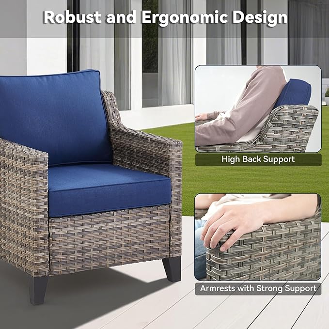 Patio Chairs Set of 2-All Weather Rattan Wicker Outdoor Chair - Image 7