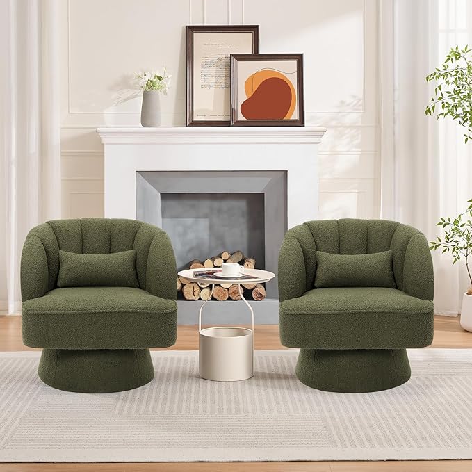 Garvee Ultra-Plush Swivel Accent Chair, 360° Barrel Lounge Chair - Image 2