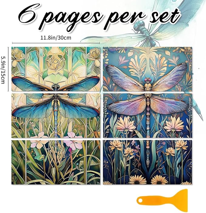 6 Sheets Dragonflies Rub on Transfers - Image 2