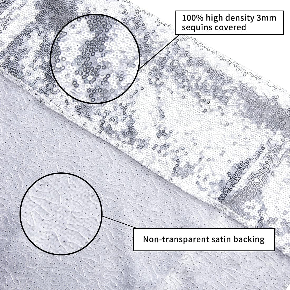 Poise3EHome 7Ft x 7Ft Silver Sequin Backdrop, Glitter Thick Satin Sequin Background Drapes, Sequence Xmas Thanksgiving Backdrop for Wedding Party Holiday Festival Decor