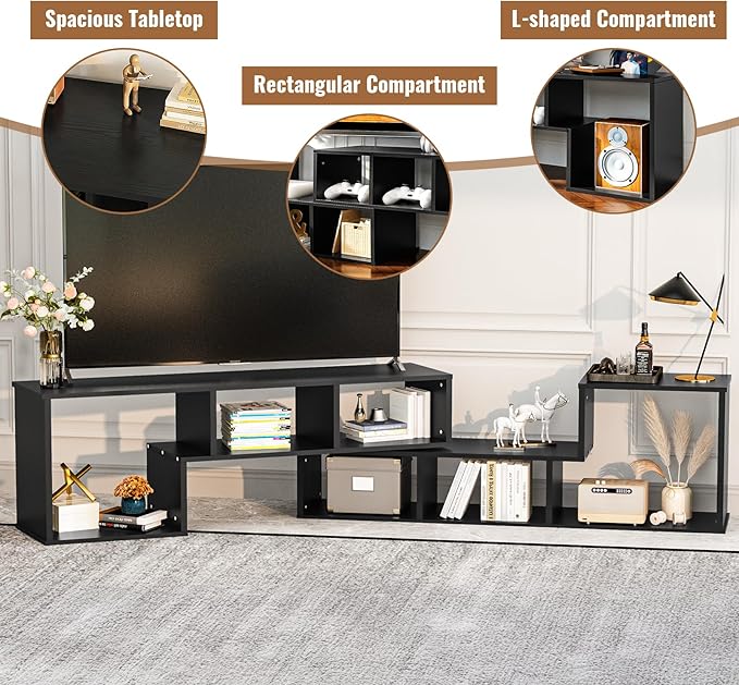 Recaceik Cube Bookshelf 2 Shelf Bookcase L-Shaped TV Console Stand Modern - Image 7