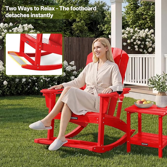 Outdoor Oversized Adirondack Rocking Chairs, All Weather HDPE Patio Rocking - Image 6