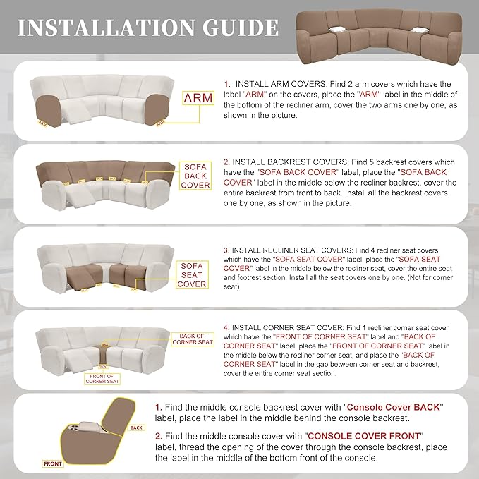 100% Waterproof Sectional Recliner Couch Covers - Image 7