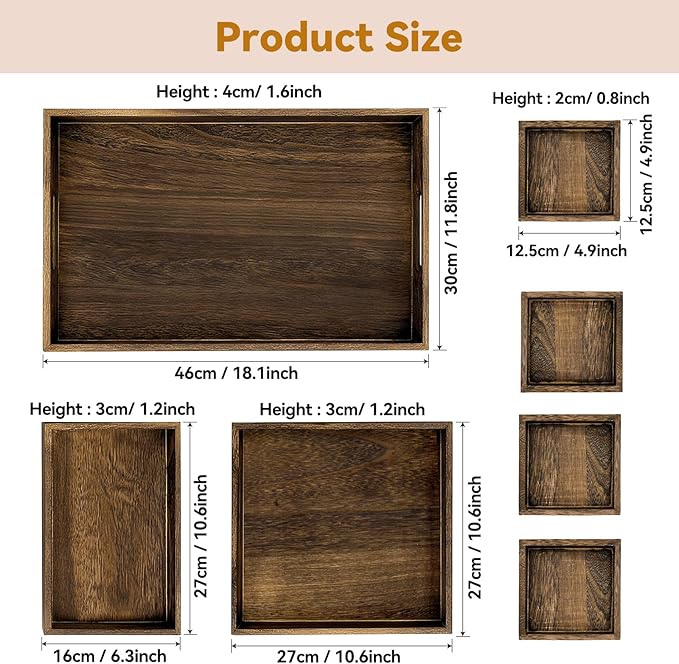 Wooden Serving Trays with Handle - Image 5