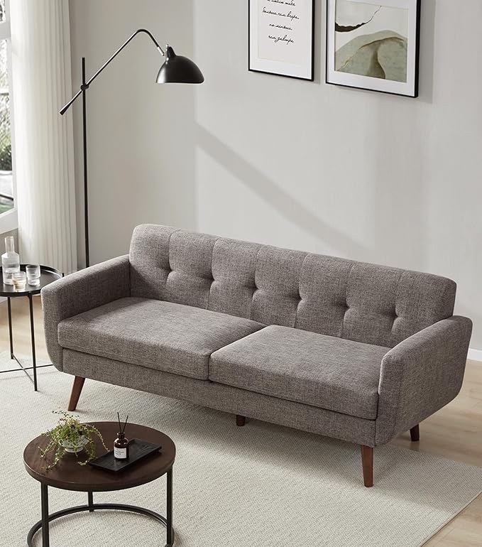 Tbfit 77.2" W Linen Sofa Couch, Mid Century Modern Decor Loveseat Couches - Image 5