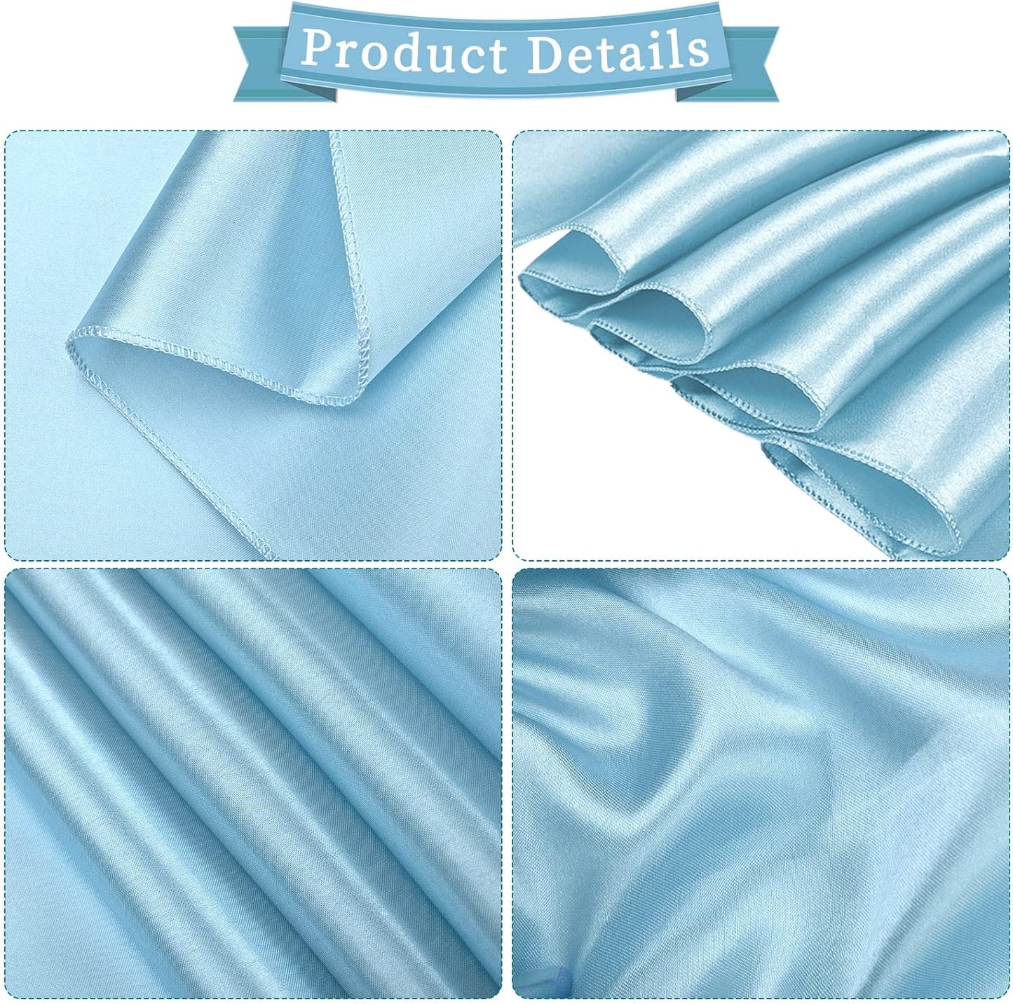 fani 60 PCS Baby Blue Satin Chair Sashes Bows Universal Chair Cover for Wedding Reception Restaurant Event Decoration Banquet,Party,Hotel Event Decorations (7 x 108 inch)