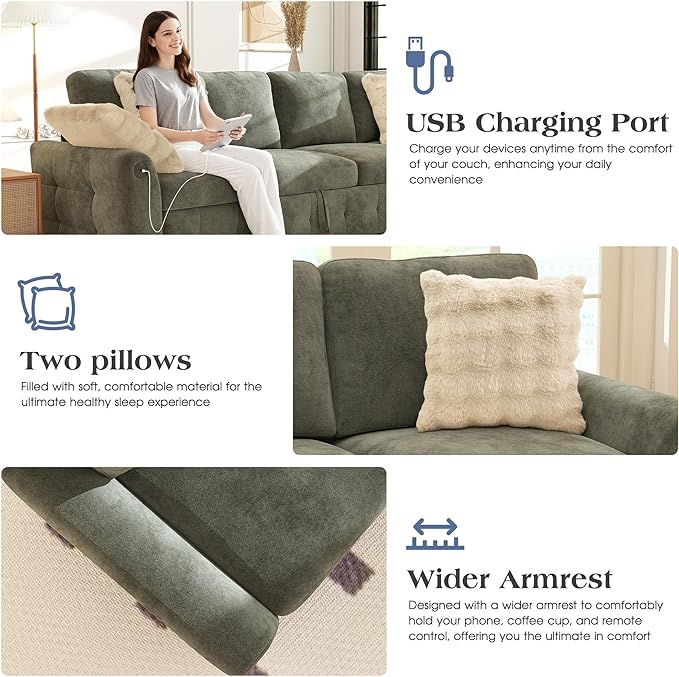 Ihanherry 59-inch Convertible Sofa Bed, Pull Out Sleeper - Image 5