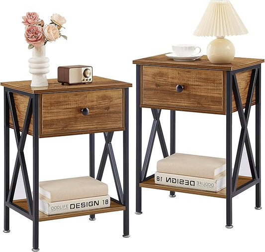 VECELO Nightstands Set of 2, Modern Bedside End Tables, Night Stands by VECELO
