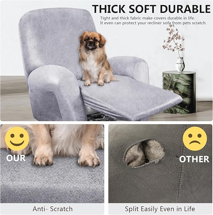 ANARACHON Recliner Chair Covers Leather Like, 4 Pieces Recliner Cover - Image 2