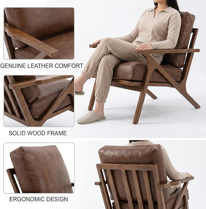 HNY Mid Century Arm Chairs Set of 2, Retro Accent Armchair - Image 8