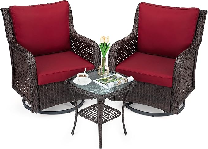 Towallmark Outdoor Swivel Wicker Glider Patio Chairs - Image 9