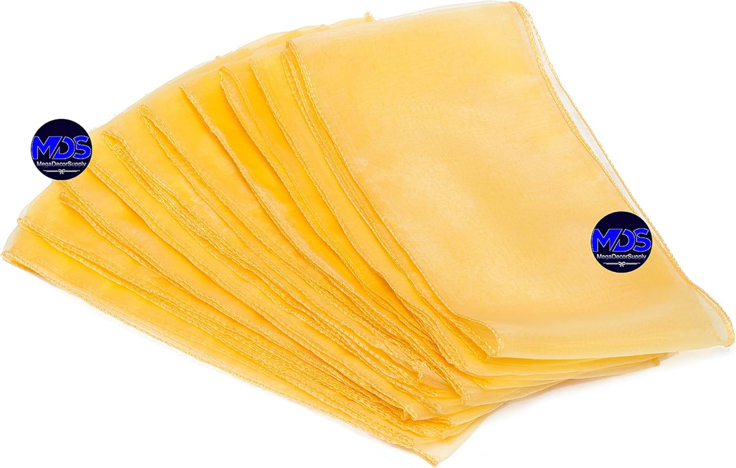 MDS Pack of 50 PCS Organza Chair Sashes Wider Dining Chair Bows Ribbon Tie Back for Wedding Party Birthday Bridal Shower Reception Event Banquet Home Chair Cover Decoration - Gold