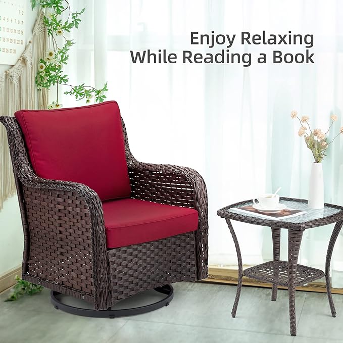 Towallmark Outdoor Swivel Wicker Glider Patio Chairs - Image 6