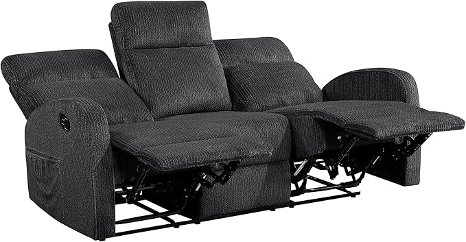 Lexicon Manual Reclining Sofa, Textured Microfiber Recliner Sofa, Wall Hugger - Image 10