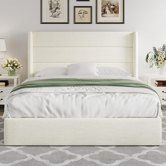 Allewie Full Size Lift Up Storage Bed, Chenille Fabric Upholstered, Modern - Image 8