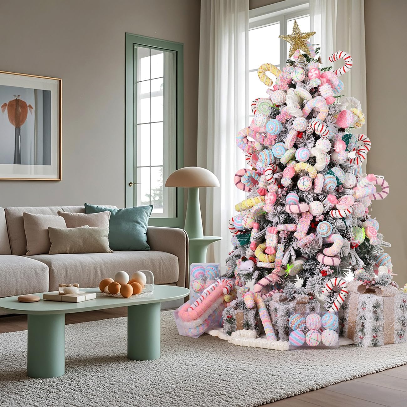 LANGXUN 6pcs Candy Land 2025 Xmas Birthday Party Wedding Suppiles Decoration, Hanging Candy Cane Christmas Tree Décor, Christmas Decorative Hanging Ornaments Crafts