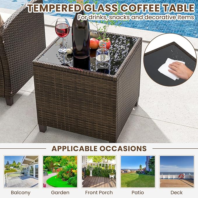 Tangkula 5 Pieces Patio Conversation Set, PE Wicker Rattan Outdoor Furniture Set - Image 5
