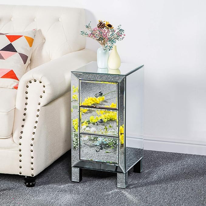 Mirrored End Table Modern Small Sofa Corner Table - Image 4