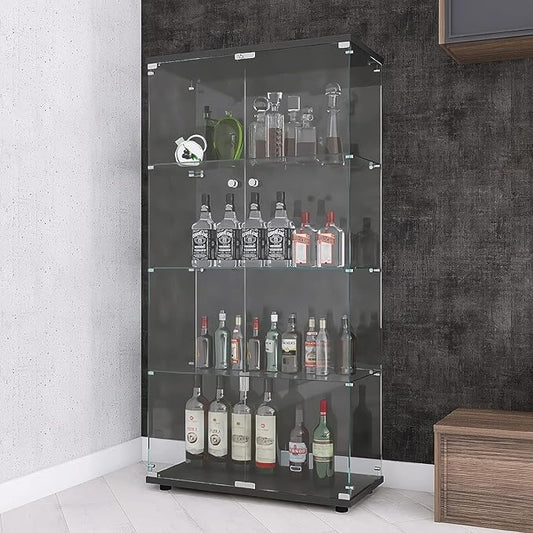 APRILSOUL Glass Display Cabinet 4-Shelf by Unknown