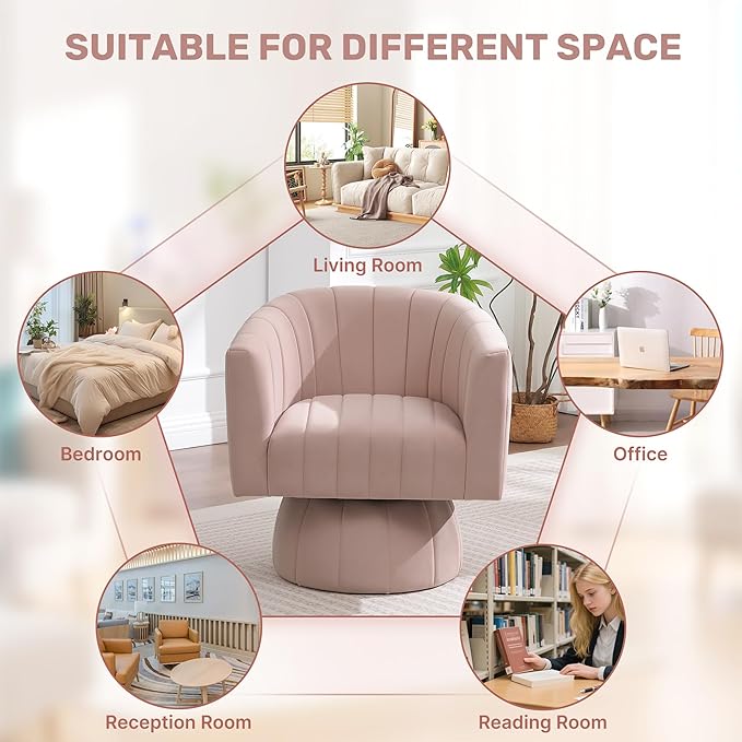 Swivel Accent Barrel Chair, Cute Comfy Small Round 360° Arm Chair. Velvet Sofa - Image 6