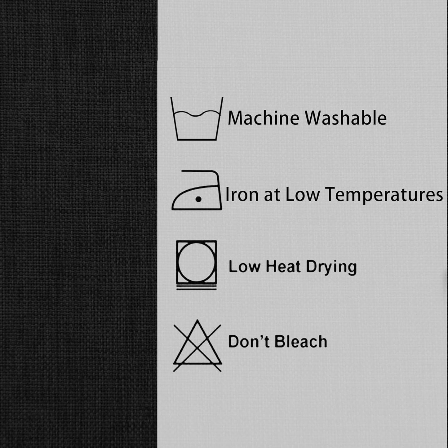 Hiasan Faux Linen Rectangle Tablecloth - Wrinkle and Stain Resistant Washable Table Cloth for Kitchen Dining Room Holiday Table Cover for Party Dinner, Black, 60 x 120 Inch