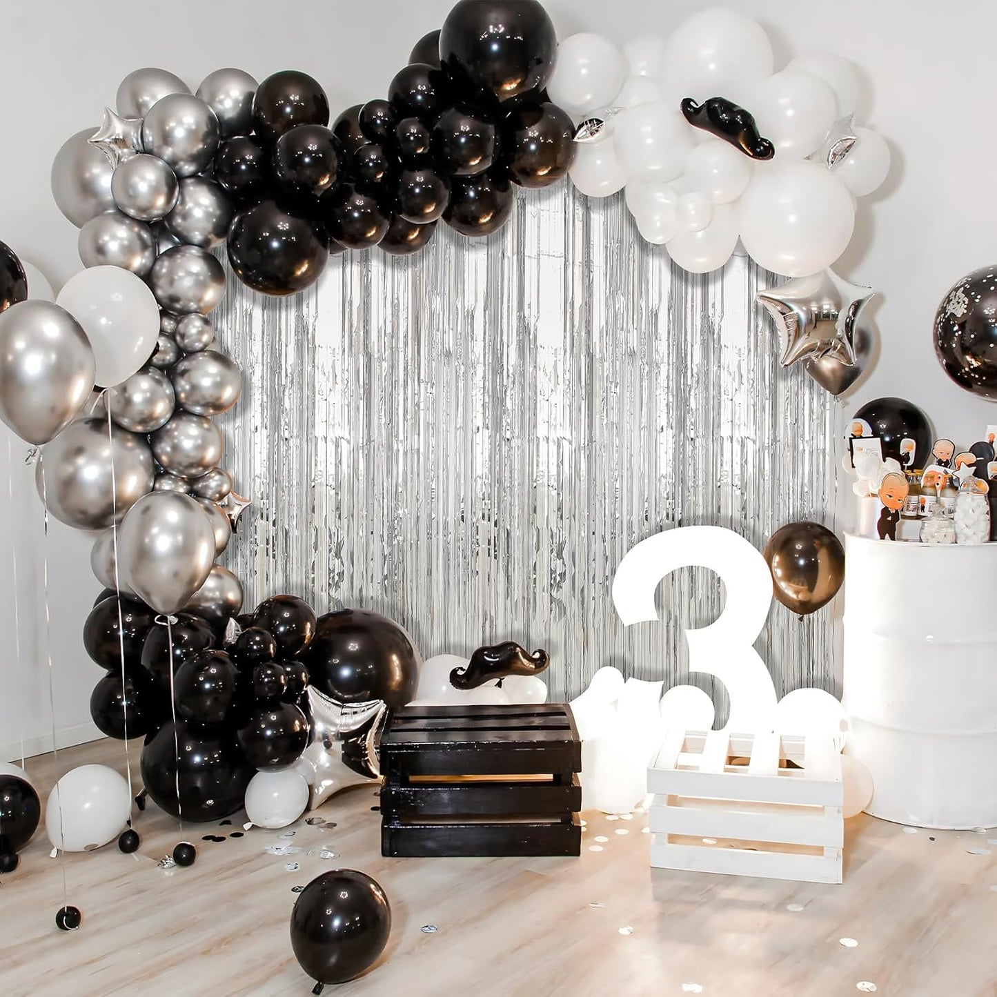 6 Pack Silver Foil Fringe Curtains Streamers Party Decorations 3.3 x 8.2 ft, Tinsel Curtain Fringe Backdrop for Parties, Silver Door Fringe Birthday Streamers, Photo Booth Backdrops, Party Decor