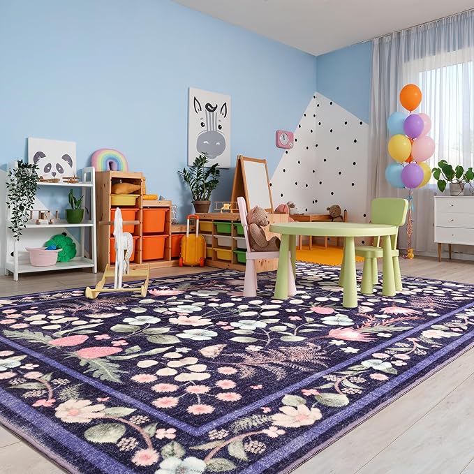 Purple Area Rugs for Living Room, Non-Slip 4x6 Vintage Rug for Bedroom - Image 7