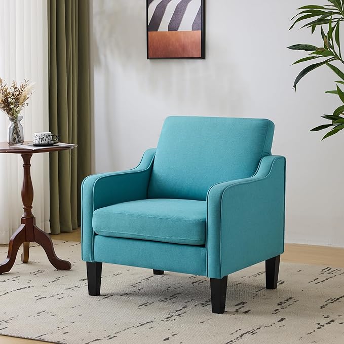 VINGLI Accent Chairs Set of 2 Living Room Chairs Teal Blue Reading Chair - Image 8