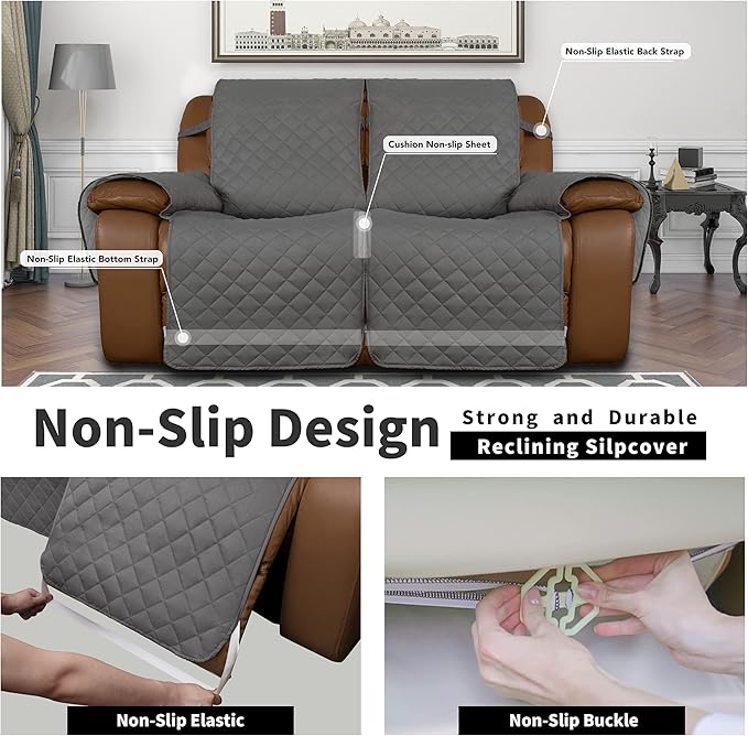 Easy-Going Oversized Loveseat Recliner Cover, Reversible Couch Cover - Image 4