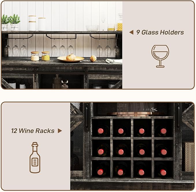 HOMCOM Farmhouse Coffee Bar Cabinet - Image 6