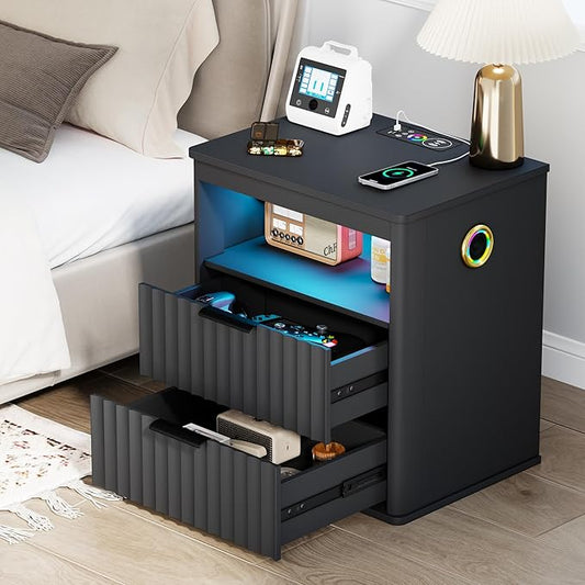 WOOVIVS Modern NightStand with Smart Human Sensor Lights, Bedside Table by WOOVIVS