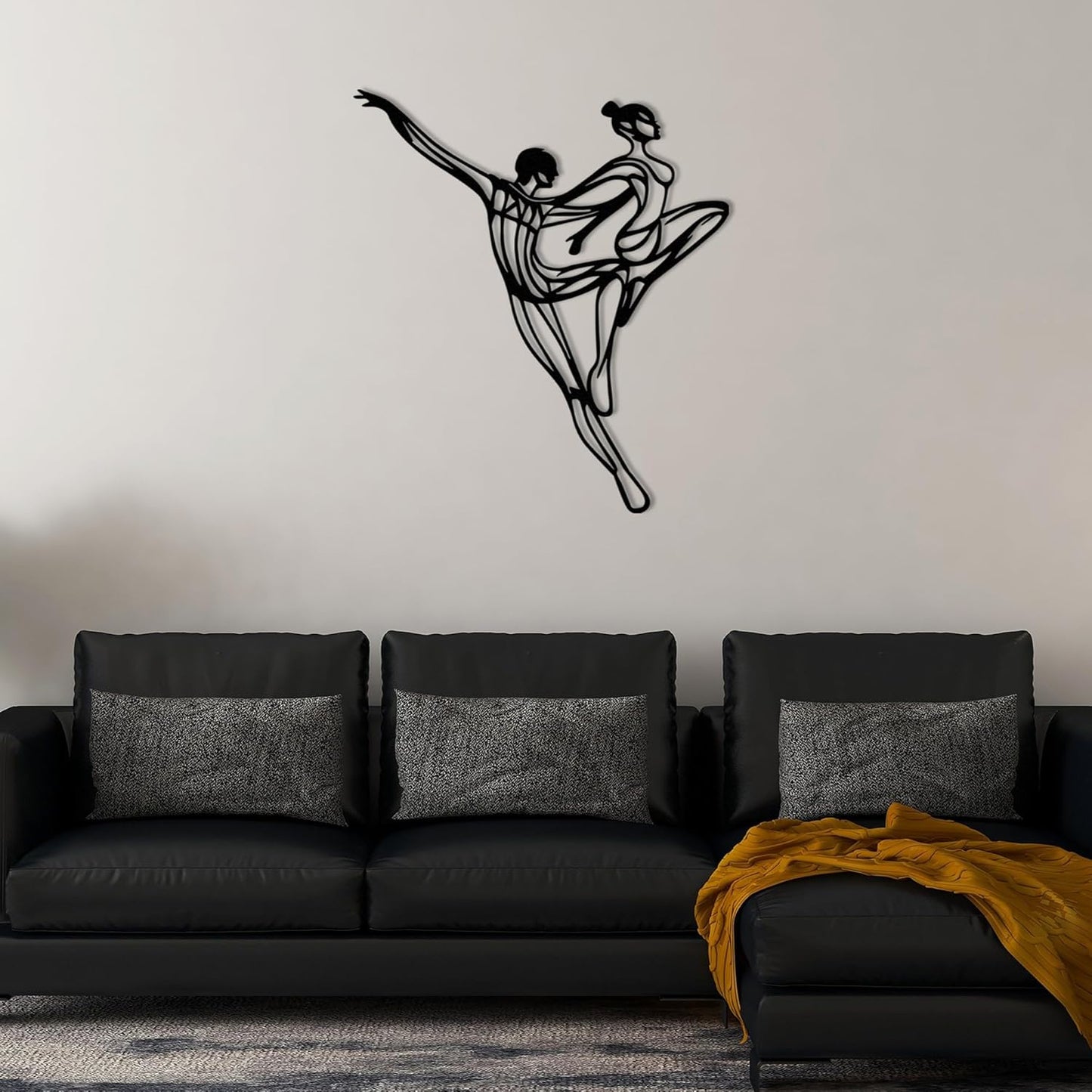 Wita Home Dancing Couple Metal Wall Art, Modern Minimalist Line Art Sculpture, Over the Bed Home Décor, Elegant Ballet-Inspired Design, Metal Wall Sculpture for Living Room, Bedroom (18x15 inches)