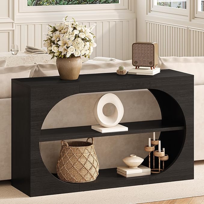 55-Inch Entryway Table with Storage, 3-Tier Console Tables, Behind Couch Table by Tarnorci