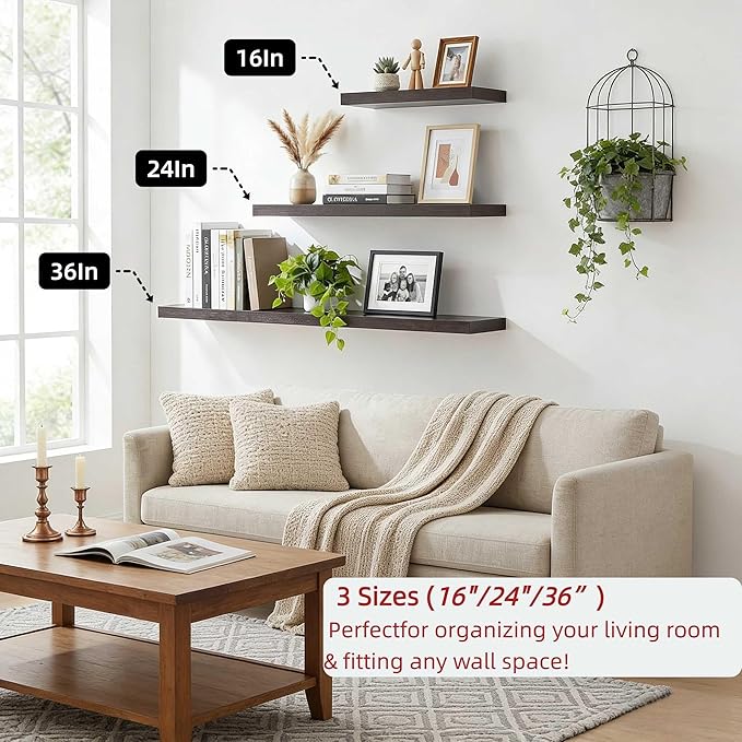 SAUMONIERES Floating Shelves Wall Shelf Solid Wood - Image 6