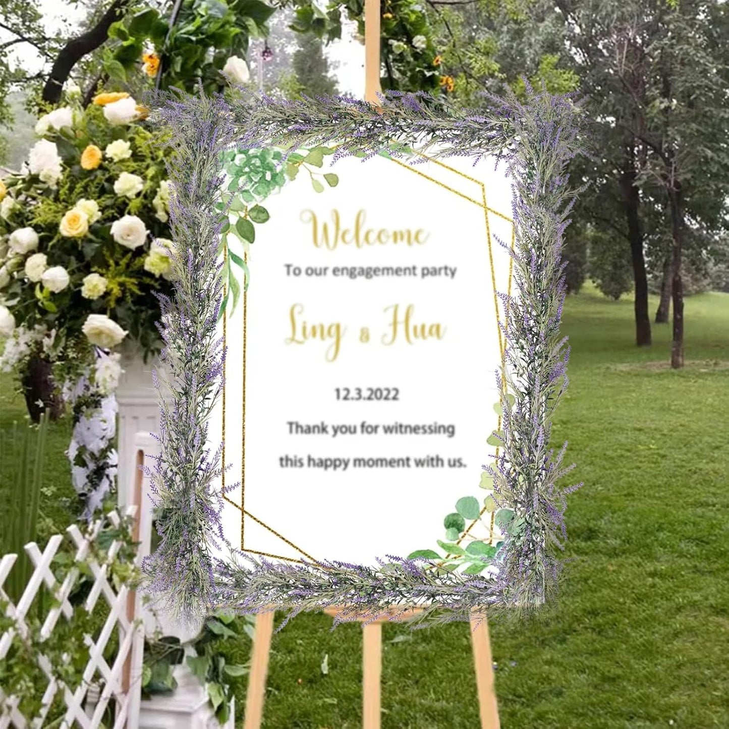 MAKHOT Spring Summer Lavender Purple Garland, 6Ft Lavender Artificial Green Garland, Fake Silver LavenderLeaves Vines for Wedding Mantle Party Arch Porch Stair Table Door Home Decor (Light Purple)