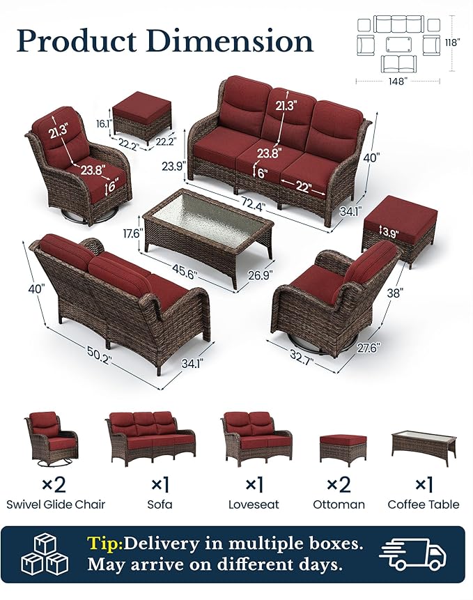 HILLGA Luxury High Back Patio Furniture Set - Image 2