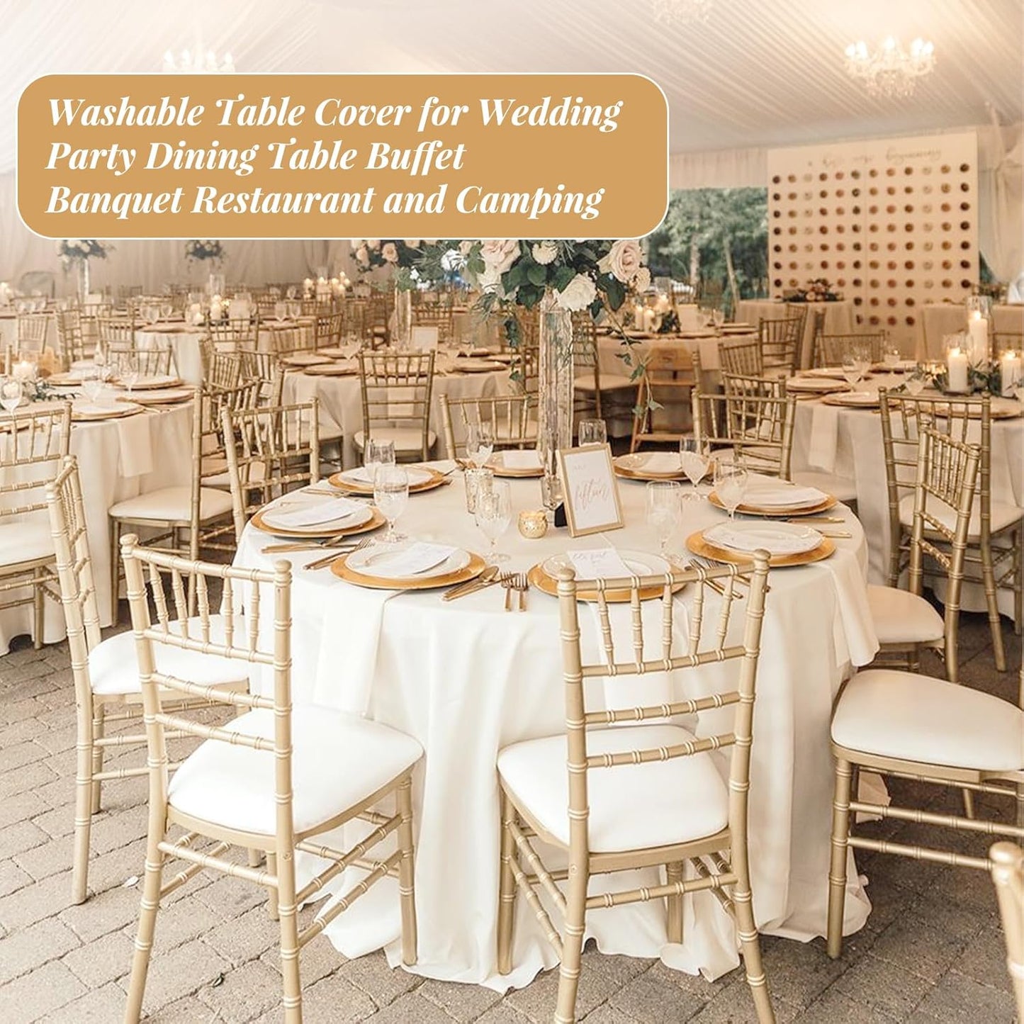 fani 12 Pack 90 Inch Round Tablecloth Ivory Polyester Fabric Table Cloth for Round Table,Washable Table Cover for Wedding Party Dining Table Buffet Banquet Restaurant and Camping