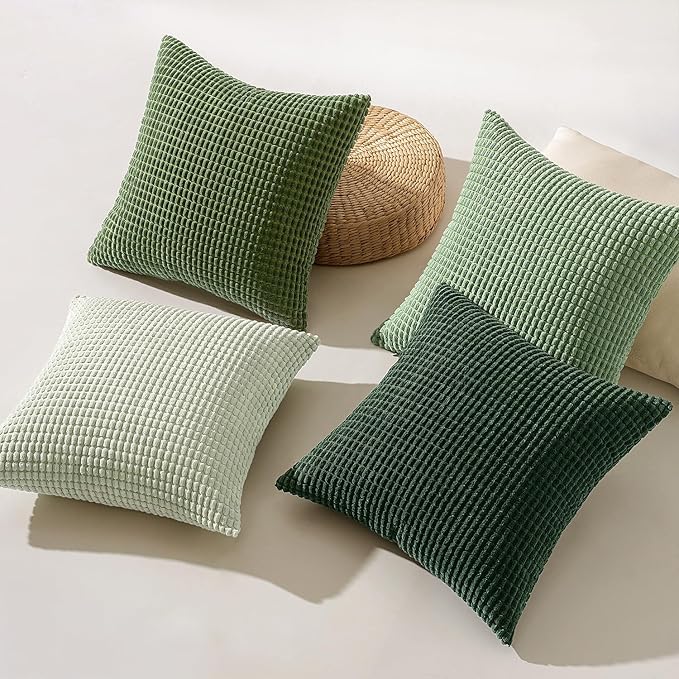 MIULEE Sage Green Pillow Covers 16x16 Inch Set of 4 Spring Boho Farmhouse Home - Image 4