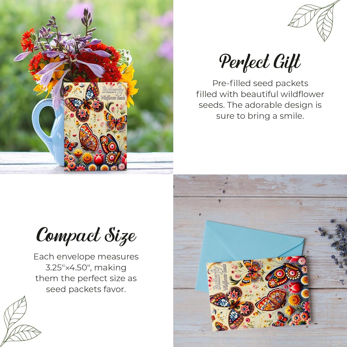 Pollinator Paradise Seed Mix (20 Packs) Seeds Packets for Humming Birds, Butterflies and Bees - Ideal for Wedding Party Favors Bridal Shower School Events Thank You Corporate Event Memorials