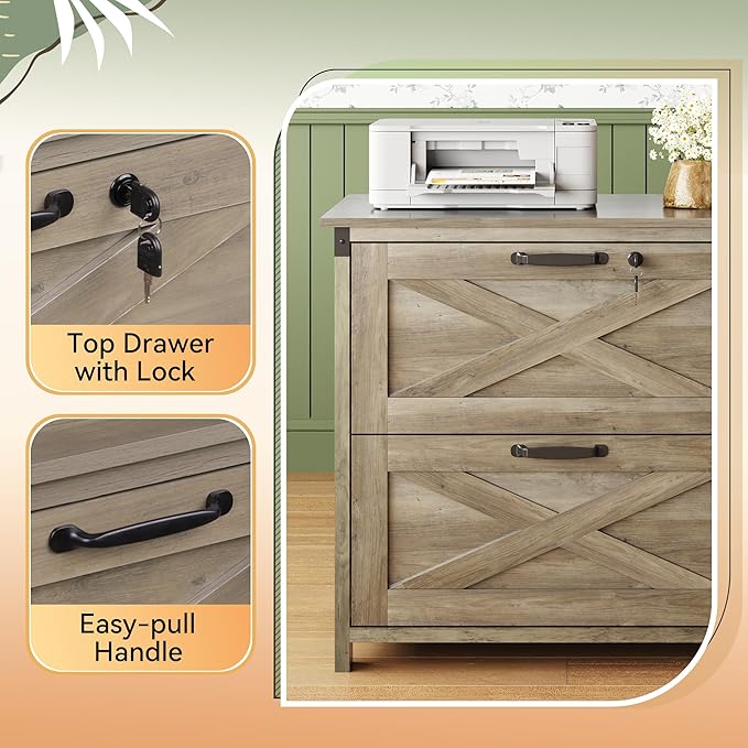 DEVAISE 2 Drawer File Cabinet, Lateral Wood Filing Storage Cabinet - Image 7