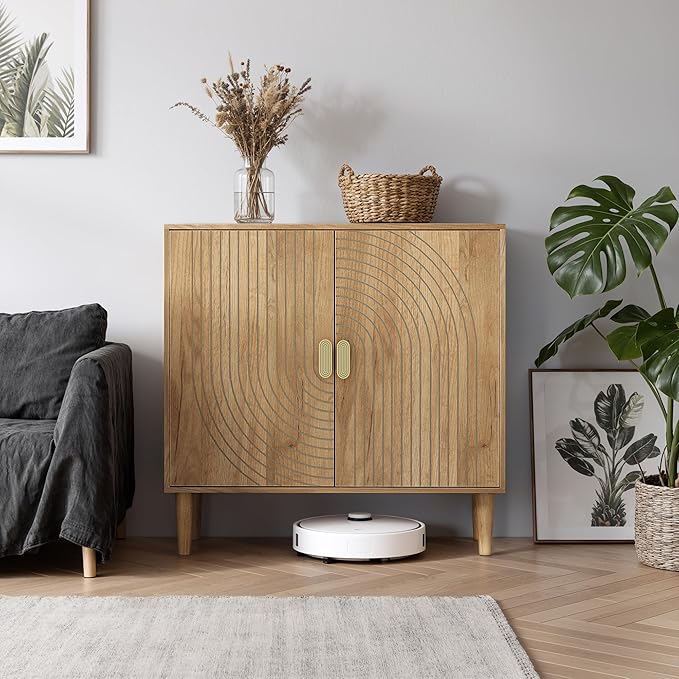 Smuxee Oak Sideboard Cabinet, Freestanding Buffet Cabinet - Image 8