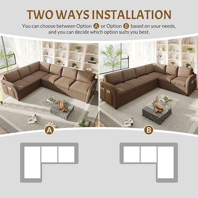 King Size Sleeper Sofas Convertible Couches, Oversized 6-Seat Sectional Sofa - Image 9
