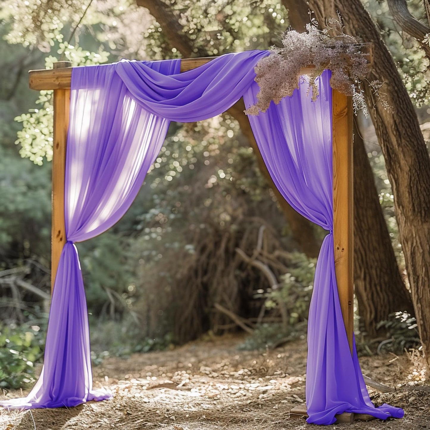 Wokceer Lavender Purple Wedding Arch Draping Fabric Backdrop 4 Panels 28.7" X 20FT Sheer Drapes Fabric for Wedding Arbor Ceremony Party