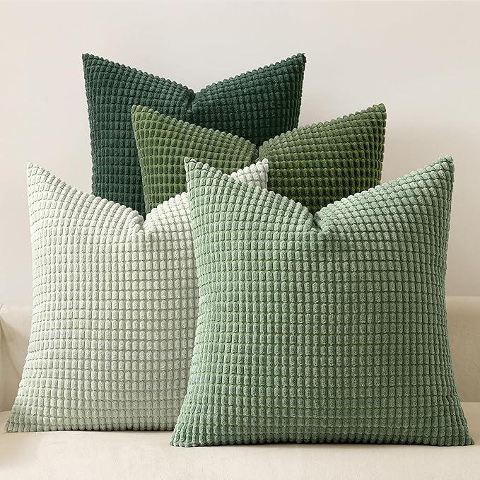 MIULEE Sage Green Pillow Covers 18x18 Inch Set of 4 Boho Farmhouse Home Decor by MIULEE