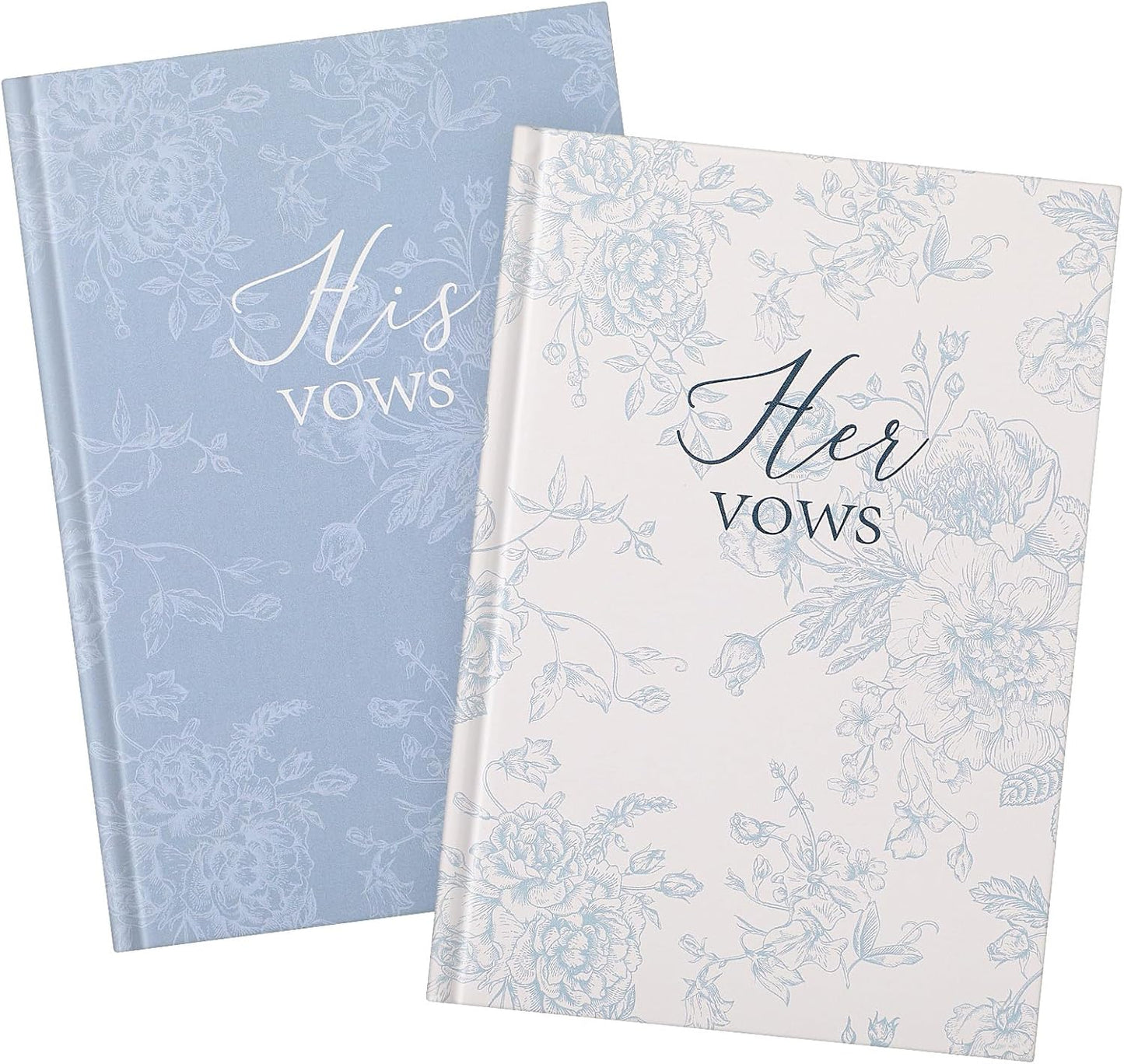 Set of 2 Vow Books His and Hers, Wedding Vow Books (6.06x4.17) Wedding Keepsake Essentials Elegant Bridal Shower Ceremony Gift Elopement Essentials(Blue,Floral)