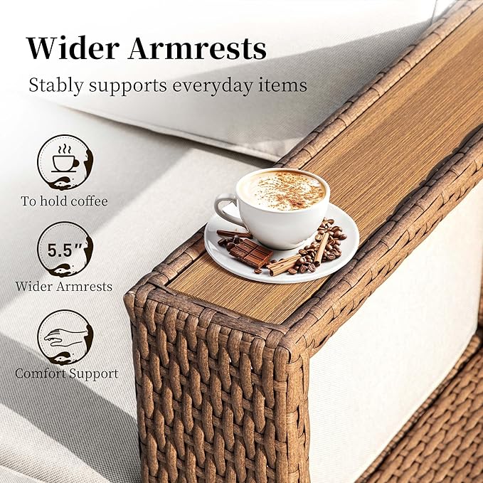SUNSHINE VALLEY 7 Pieces Patio Furniture Set, Outdoor Wicker Conversation Set - Image 3