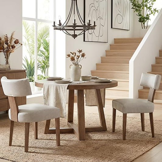 HNY Mid Century Modern Dining Chairs Set of 2, Farmhouse PU Leather Upholstered by HNY