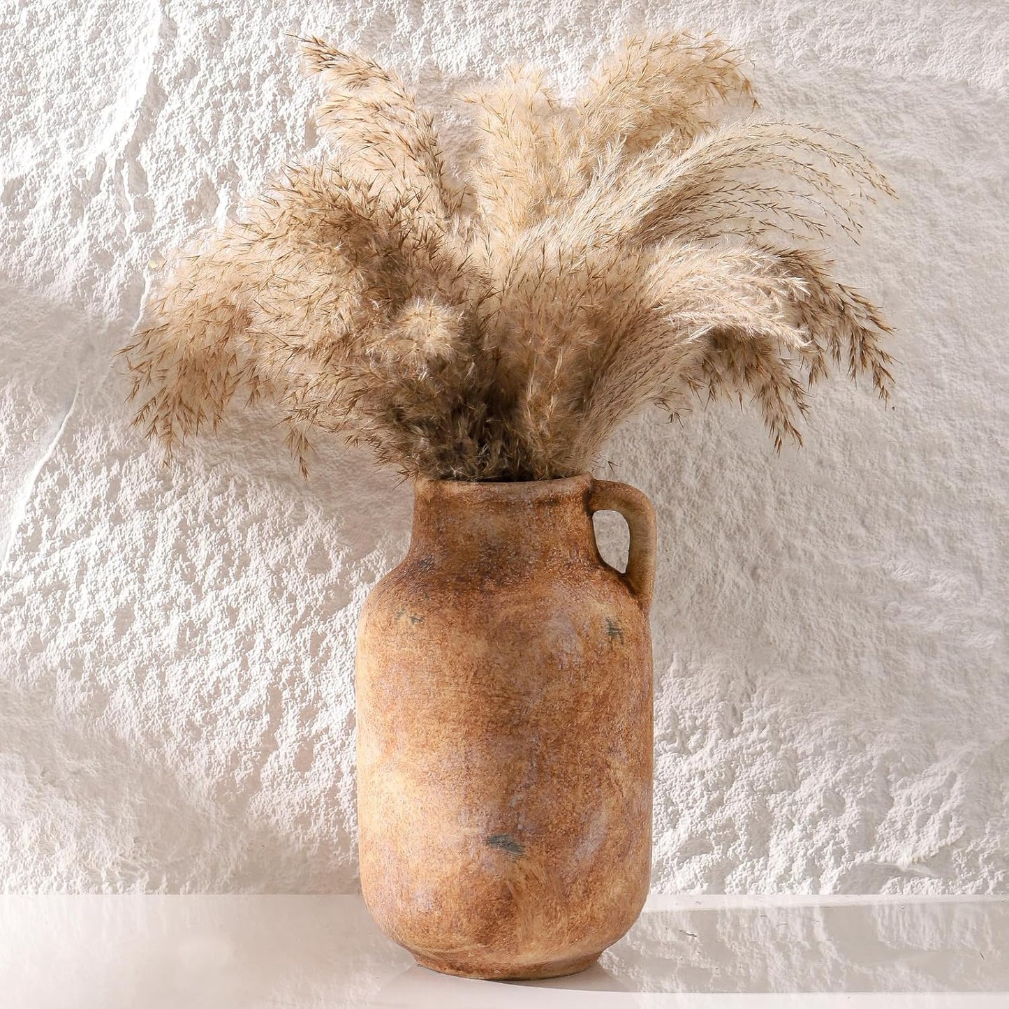 Ceramic Flower Vase Home Decor - 9.7 Inch Large Table Flowers Vases Living Room Bedroom Plant Decorations Farmhouse Vintage for Kitchen Shelf Office Coffee Dining Desk House Women (Rust, 9.7")