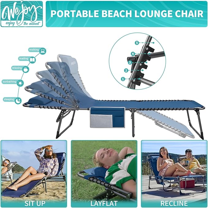 #WEJOY Folding Lounge Chair Outdoor, 5-Position Adjustable Sunbathing Tanning - Image 3