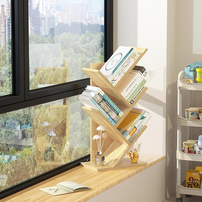 SHEEPAM 5 Tier Tree Book Shelf, Small Desktop Bookshelf - Image 6